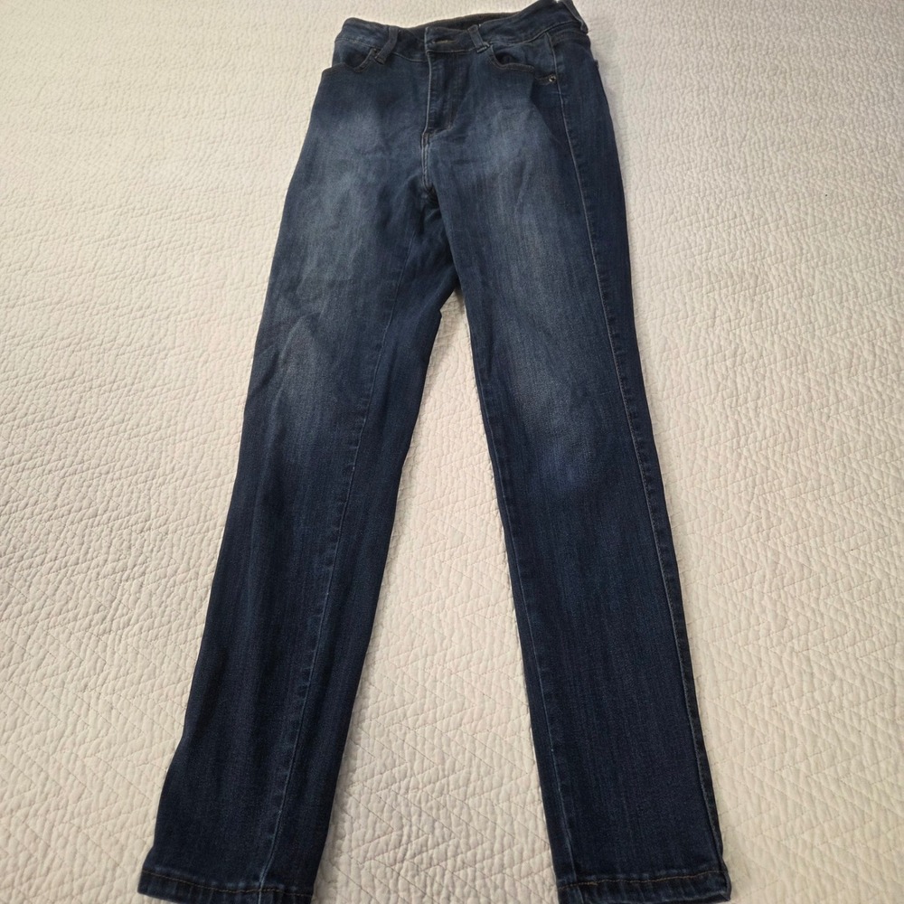 Akira Womens High Rise Skinny Jeans Dark Blue Stretch Denim Size 26 Inseam 27